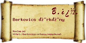 Berkovics Örkény névjegykártya